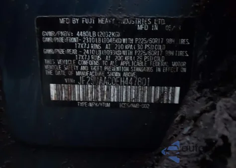 2014 Subaru Forester 2.5I из США, поврежденный, VIN JF2SJAAC0EH447801